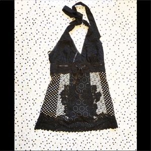 Bebe Black Lace Halter Top